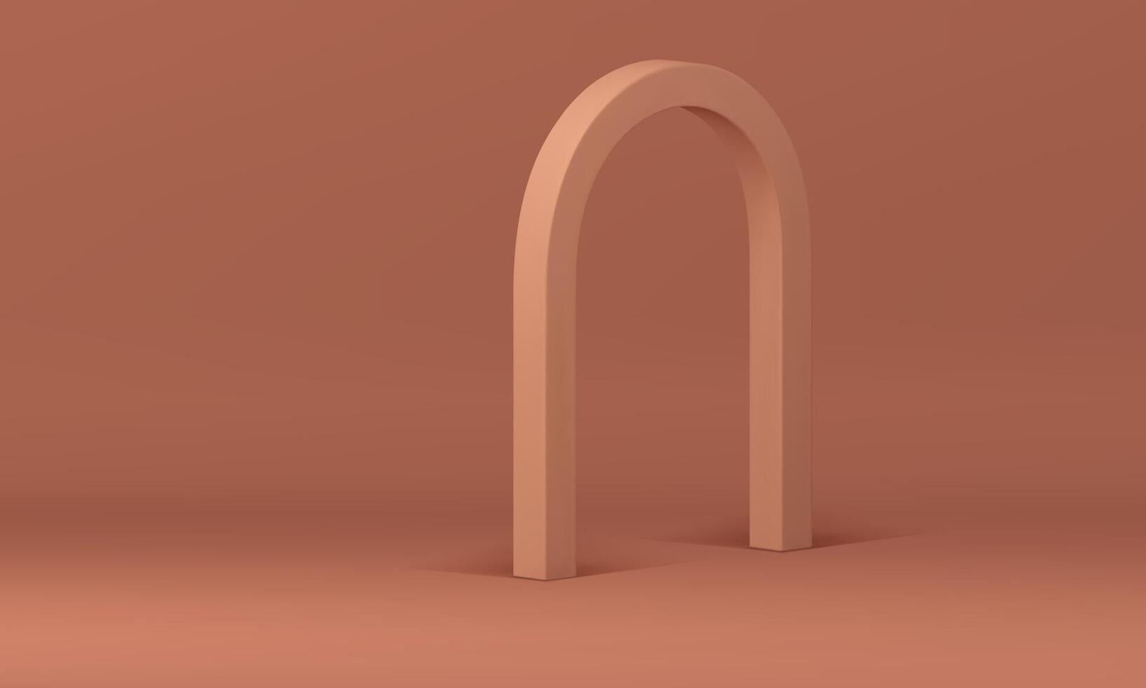 Beige 3d studio background with glossy curved arch for product commercial presentation vector