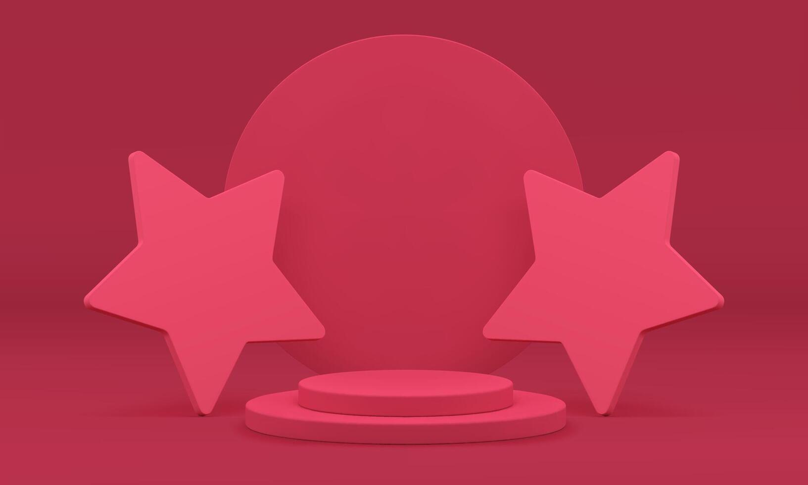Pink 3d podium with stars decor element mock up for cosmetic product show presentation vector