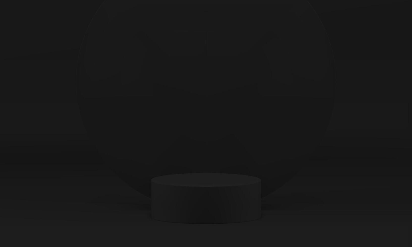 Black 3d cylinder podium with circle wall backdrop for male product presentation illustration vector