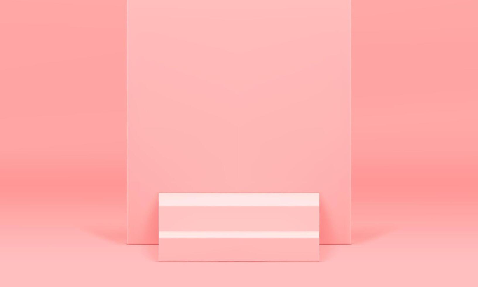 3d pink stairs podium neutral showroom elegant mock up for cosmetic product show presentation vector