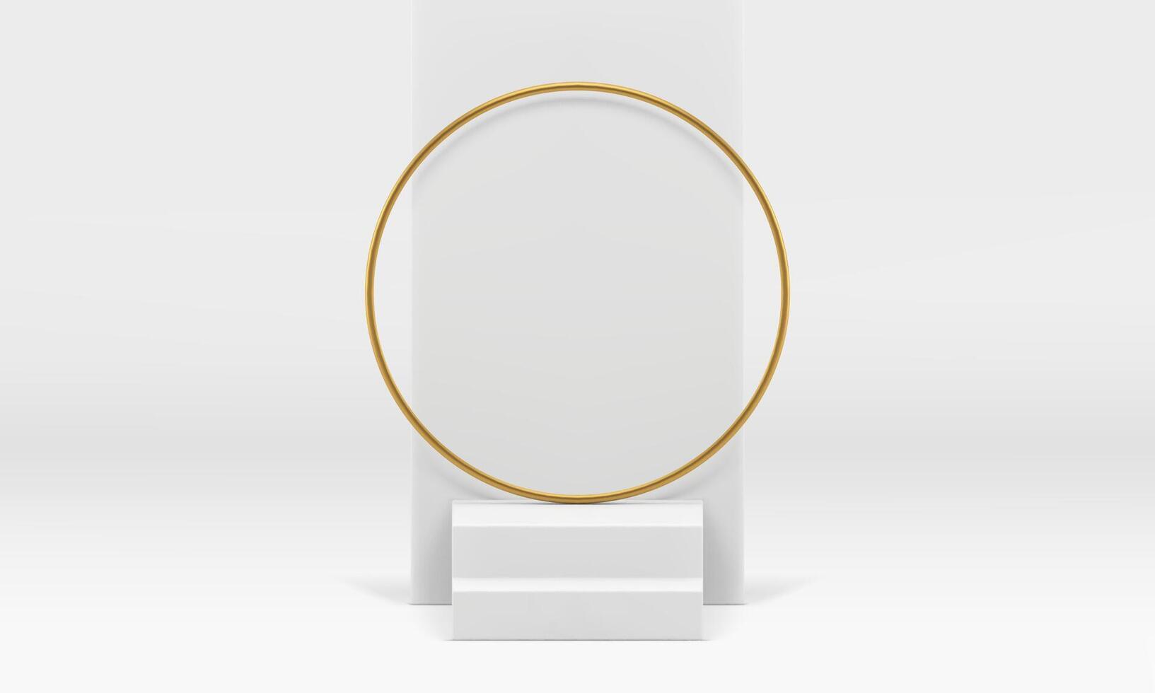 White 3d podium luxury stairs mock up for cosmetic product show presentation realistic vector