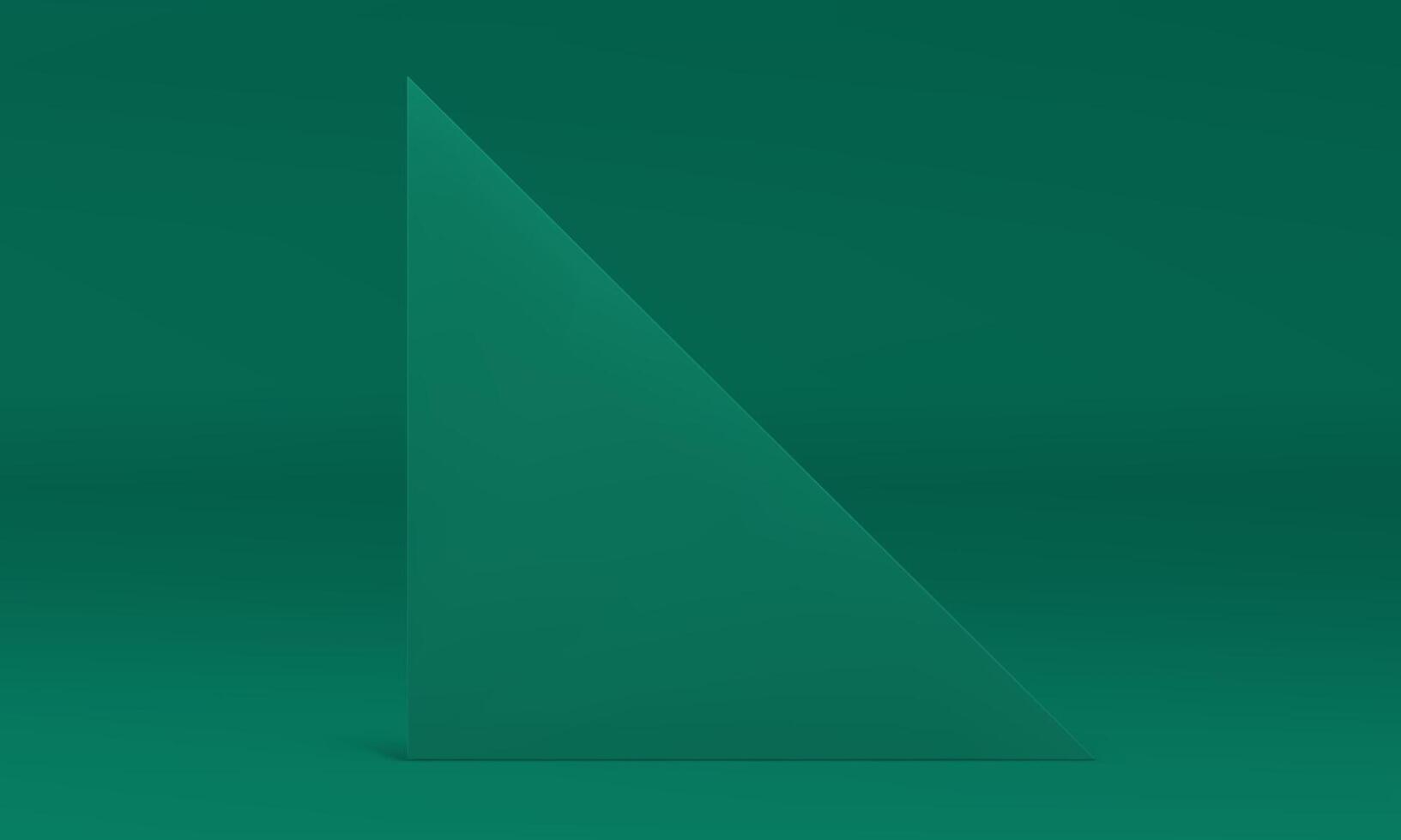 3d triangle wall green realistic backdrop promo studio interior design element illustration vector