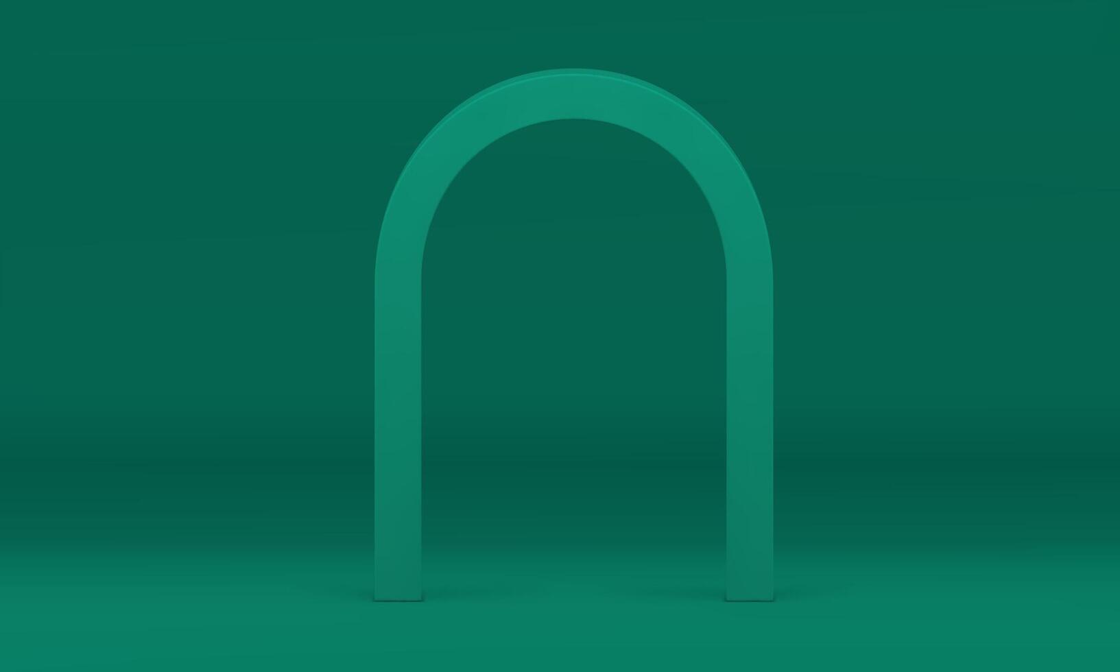 Green 3d arch curved geometric stand for presentation showroom studio background vector