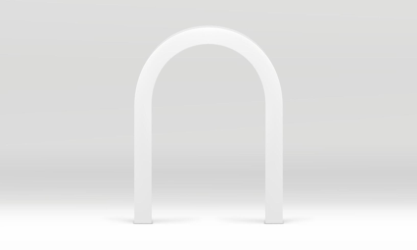 3d white curved arch minimalist geometric shape mock up for cosmetic product show vector