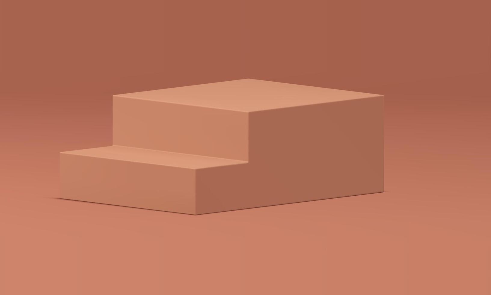 Beige 3d stairs podium geometric stand with steps for product promo commercial presentation vector