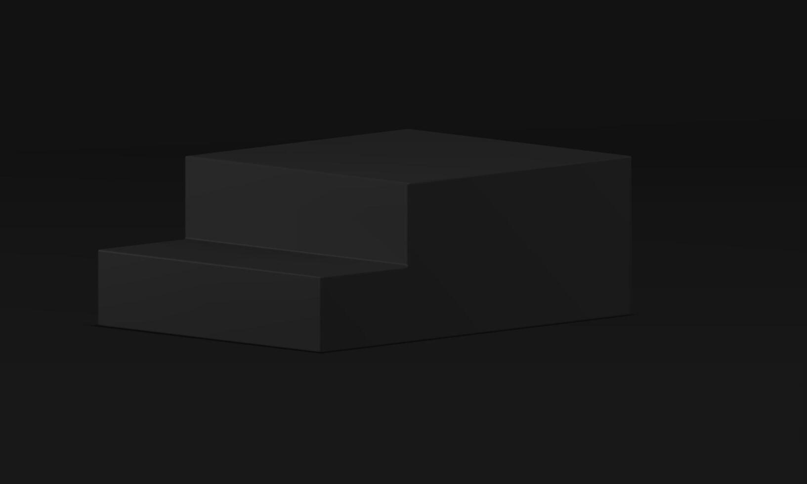 3d stairs black podium with steps isometric interior decor element at studio background vector