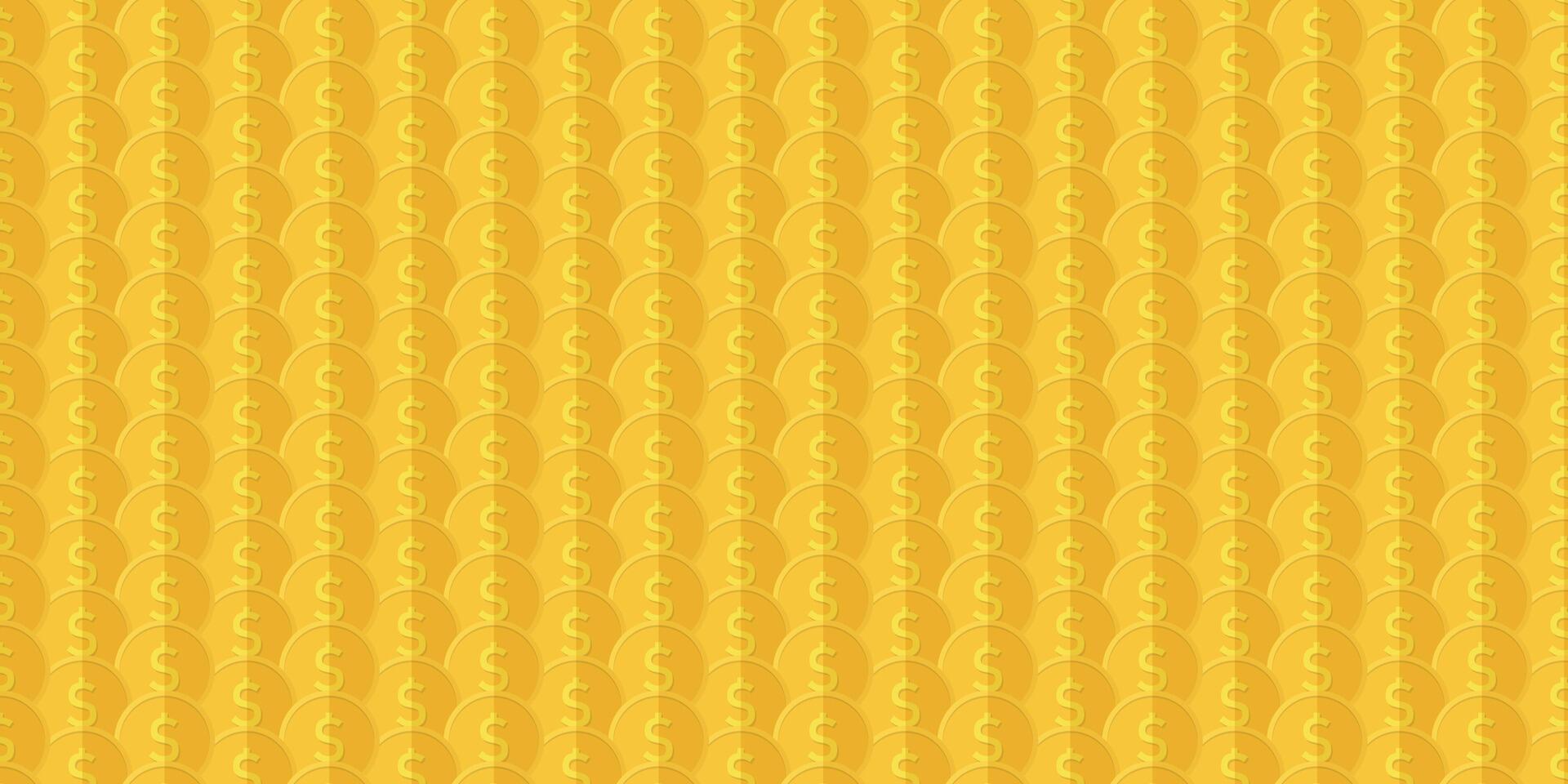 pattern with dollar coins. Landscape background vector