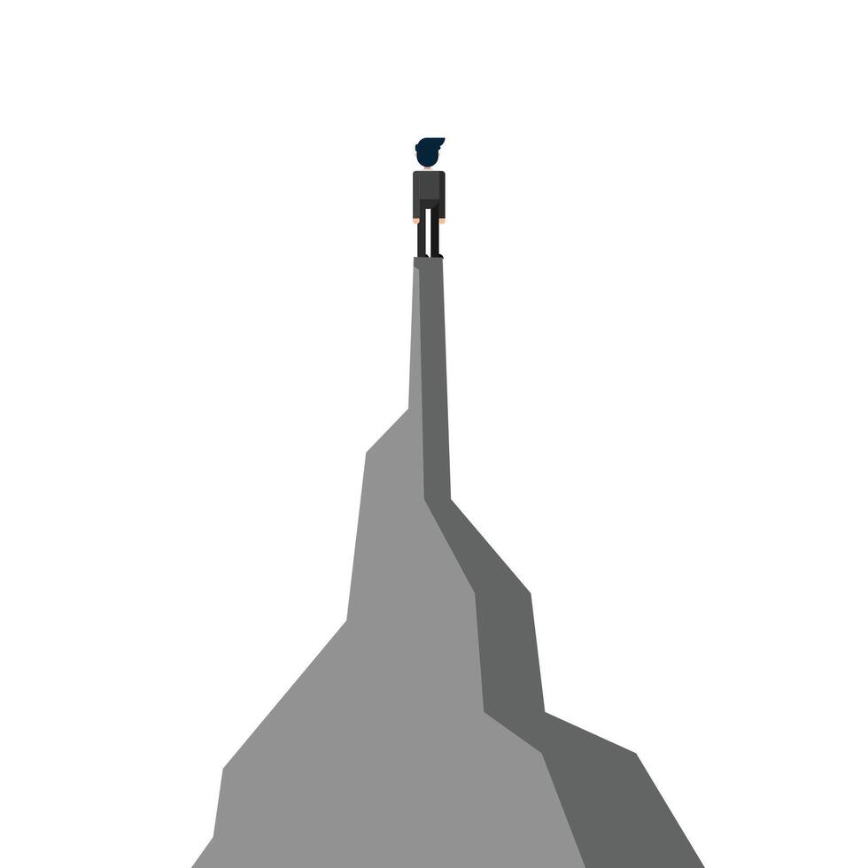 Man standing on the mountain flat design isolated on white background. illustration vector