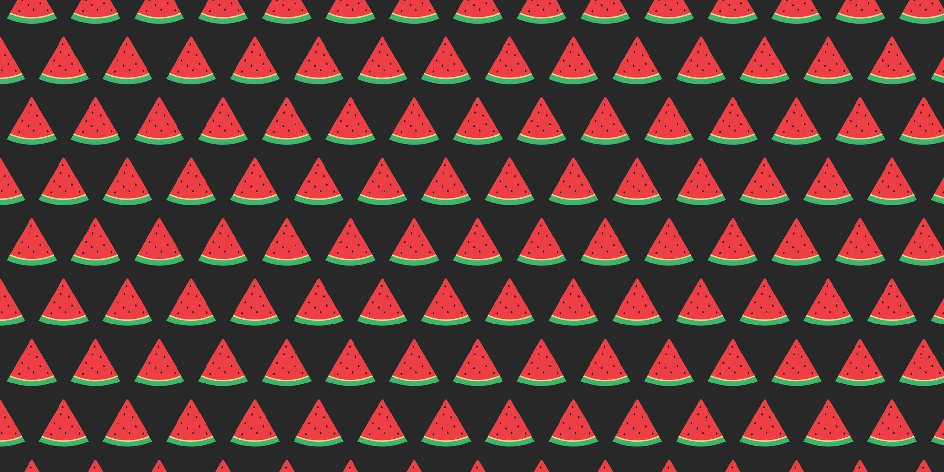 Slice of watermelon pattern black background . vector