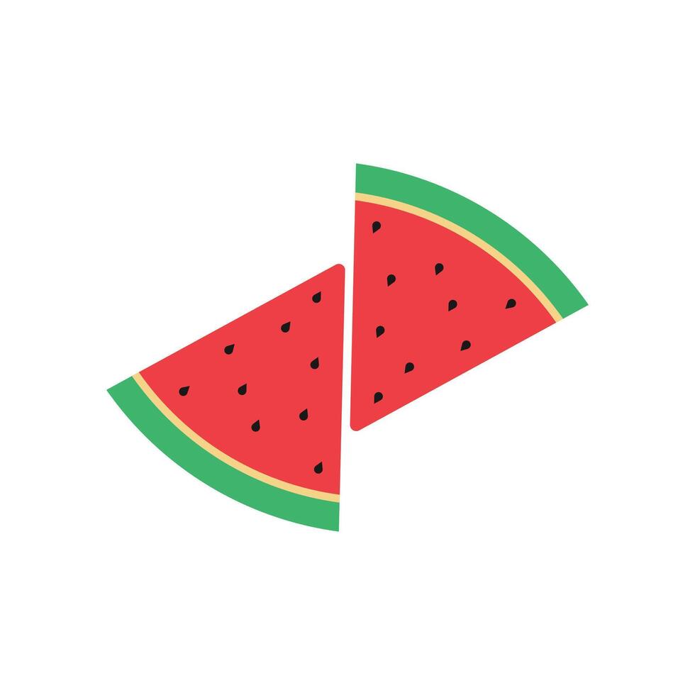 Sliced of watermelon fruit isolated on white background. illustration vector