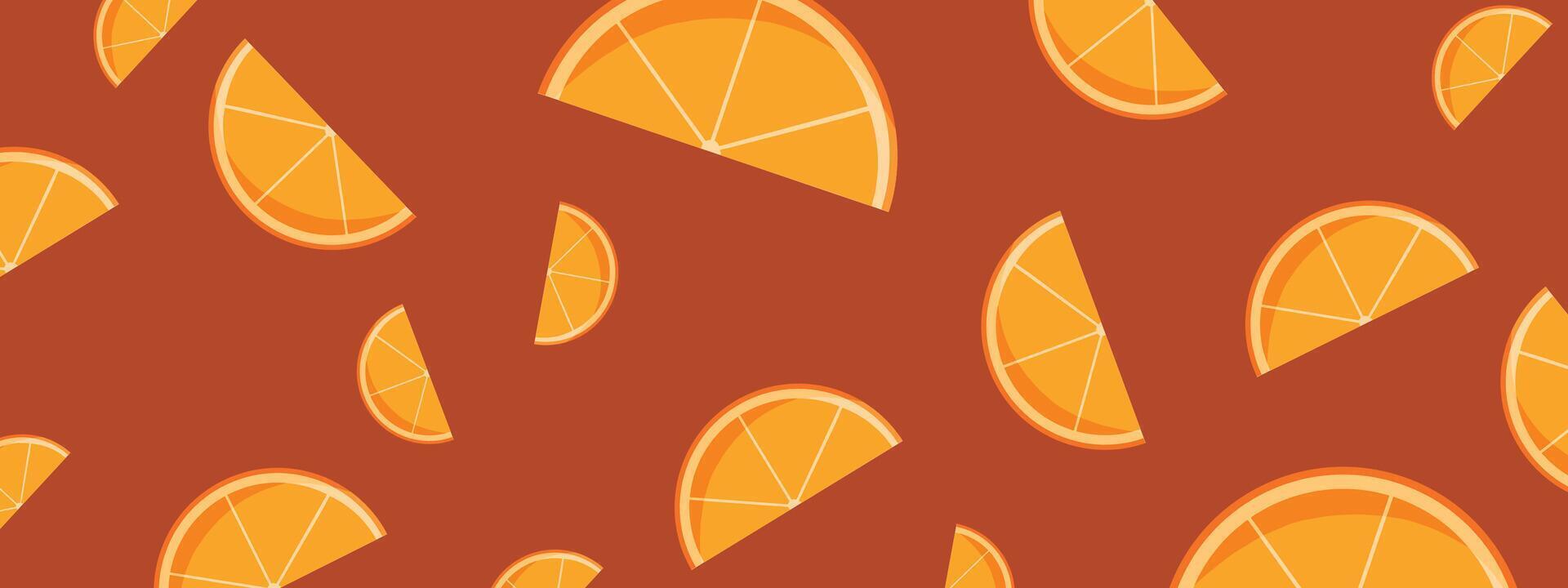 Orange fruit half of slice, isolated on red background. illustration vector