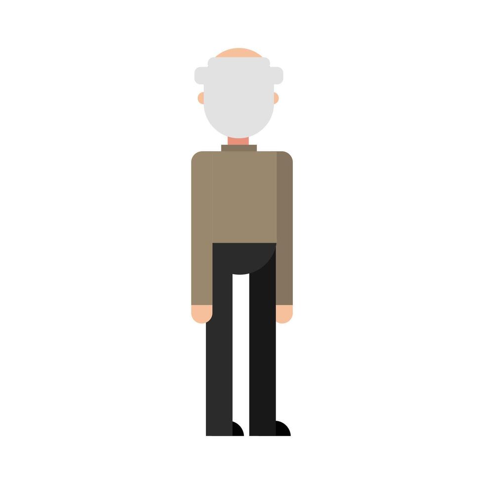 Grandfather character standing. Flat design, isolated on white background. illustration vector