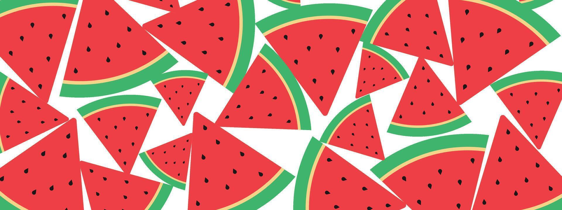 heap of watermelon fruit slices flat design . vector