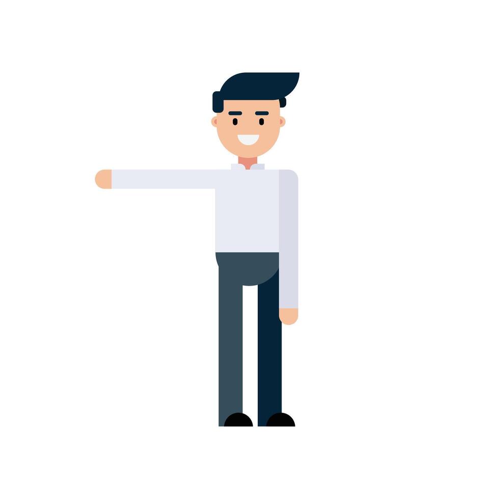 illustration of a male character. Poses front. A man in white shirt is standing. Flat design, isolated on white background. vector