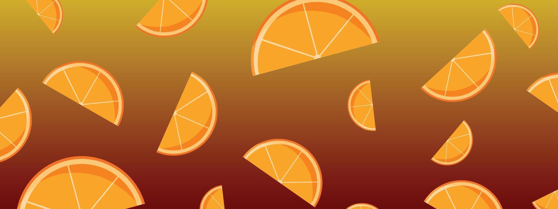 Fresh Orange fruit half of slice floating. illustration vector
