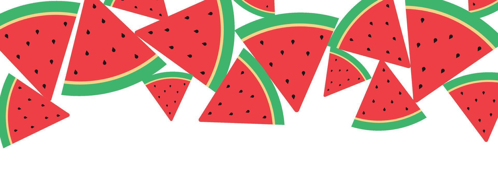 Sliced of fresh watermelon fruit isolated on transparent background vector