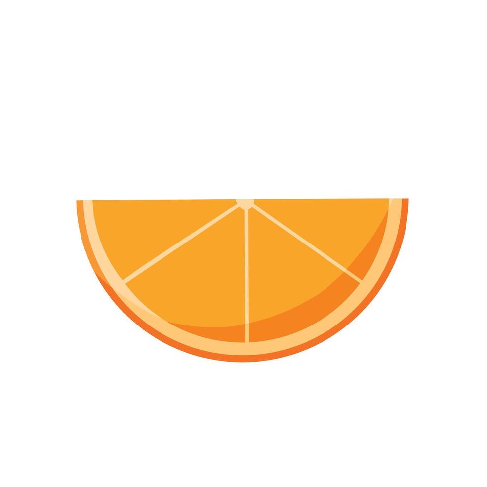 Fresh Orange fruit half of slice flat design illustration vector