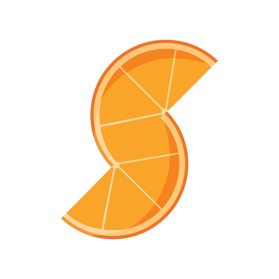 Fresh Orange fruit half of slice flat design, isolated on white background. illustration vector