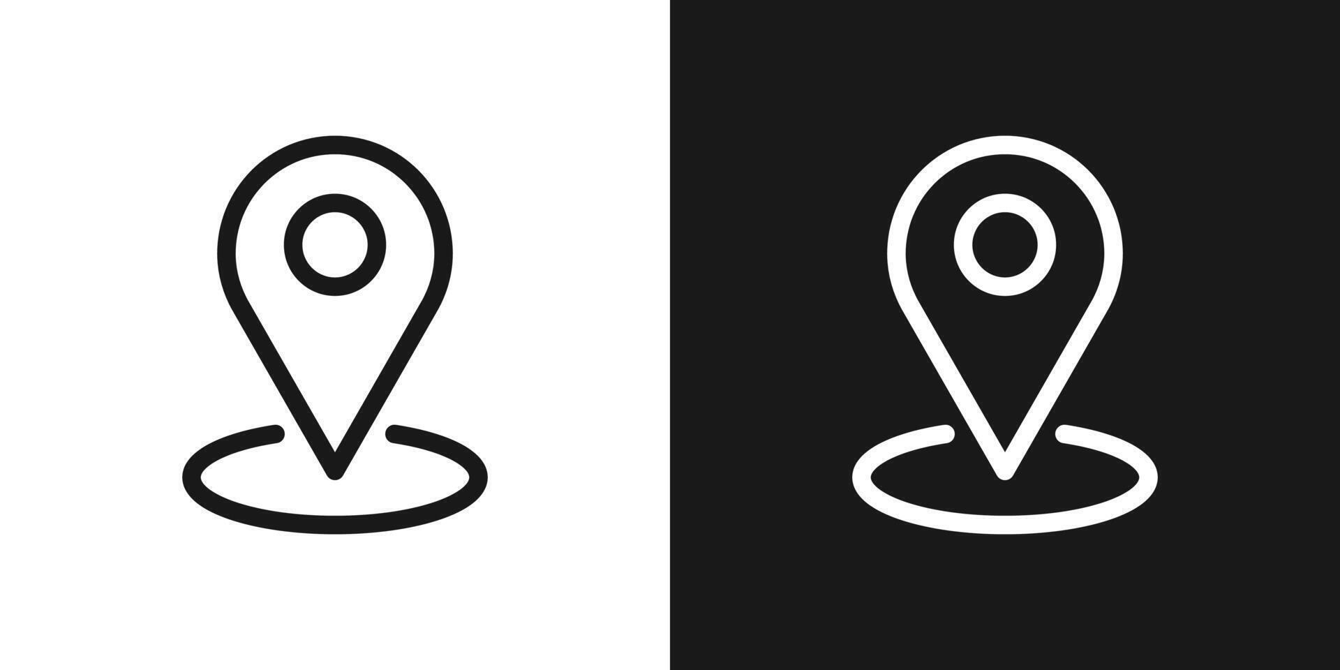 Pin location map outline icon symbol black and white set. illustrator vector