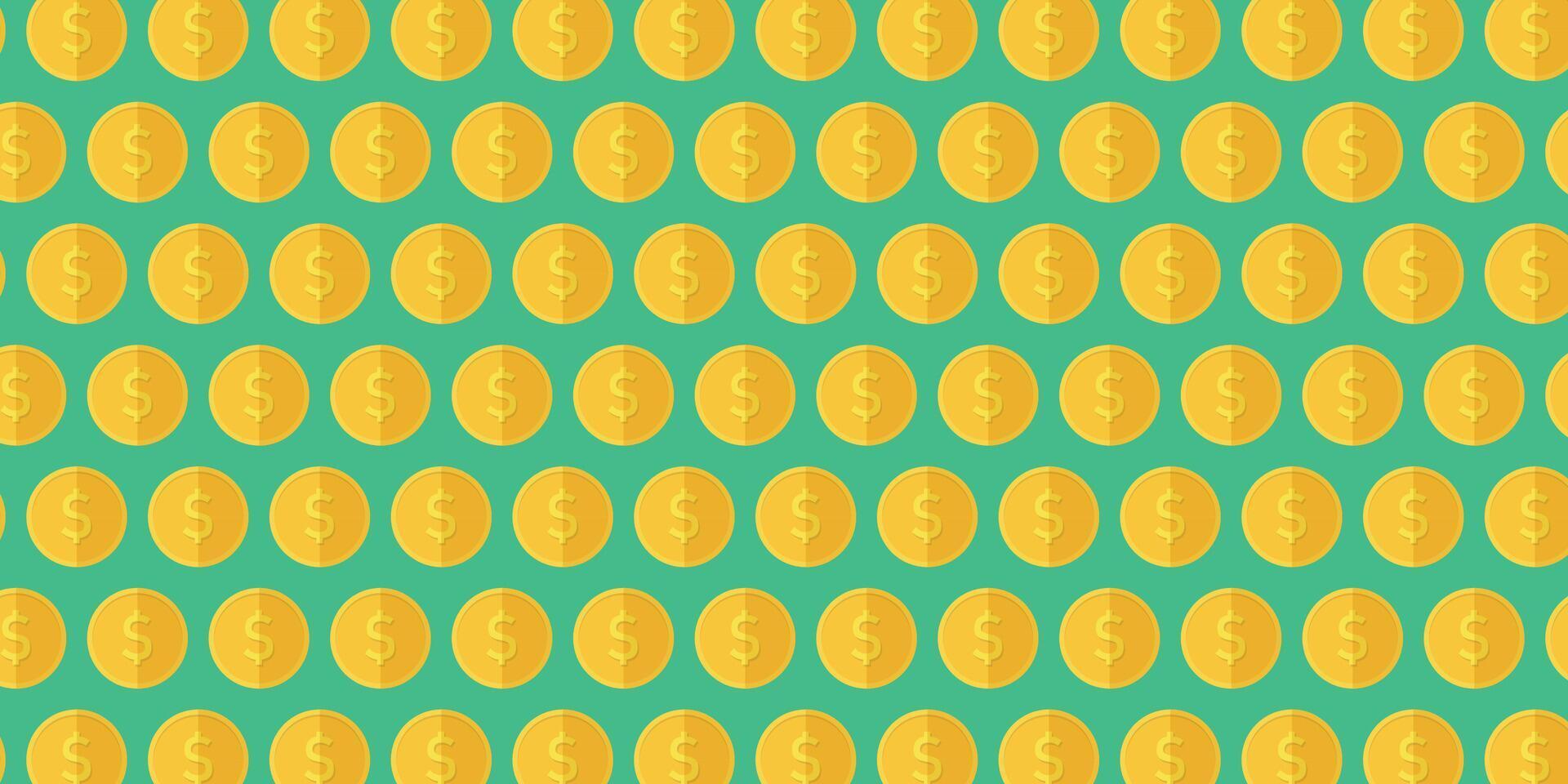 Dollar coins pattern, decorative wallpaper . vector