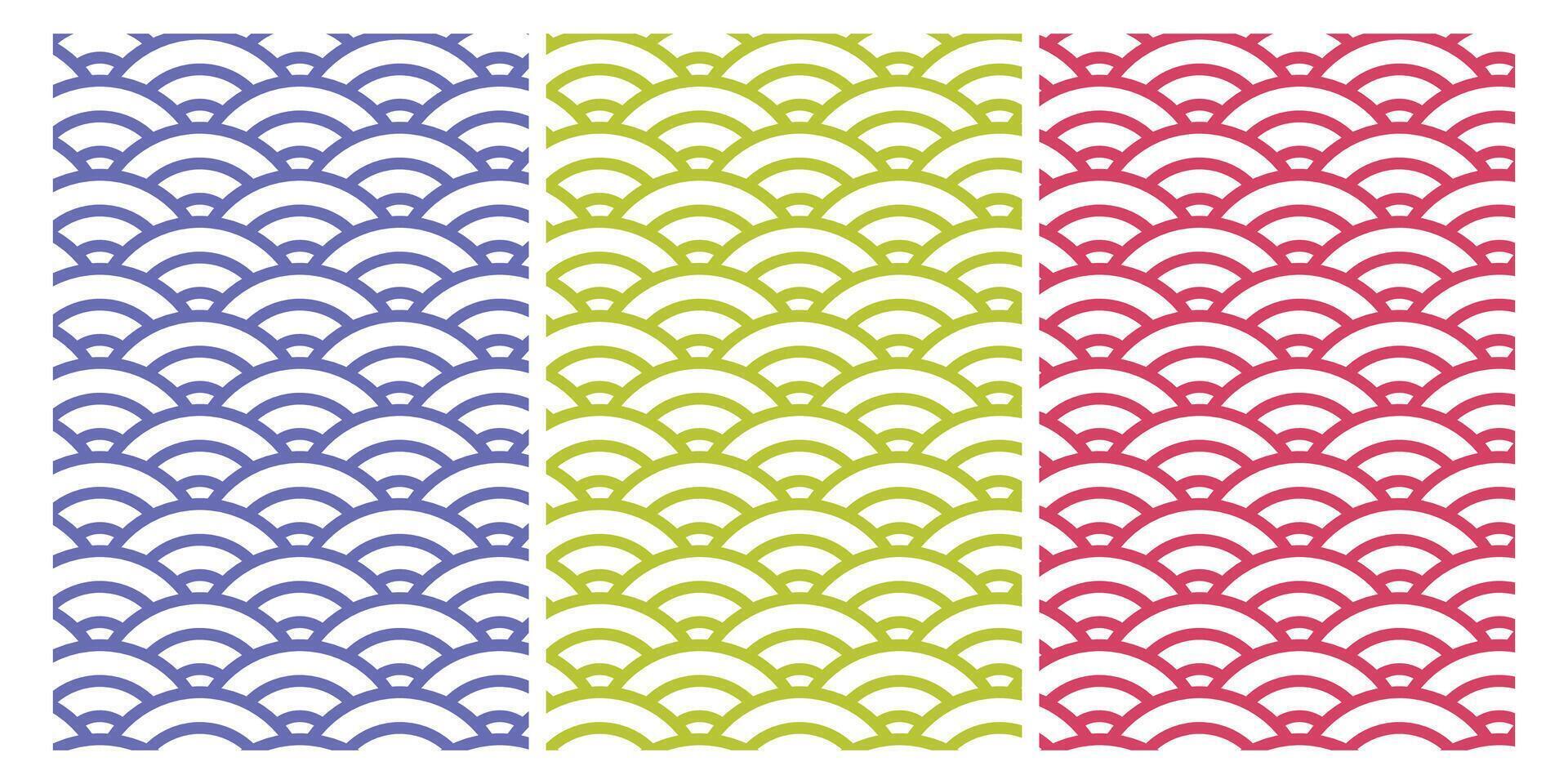 Japanese pattern collection set, Decorative wallpaper illustration vector