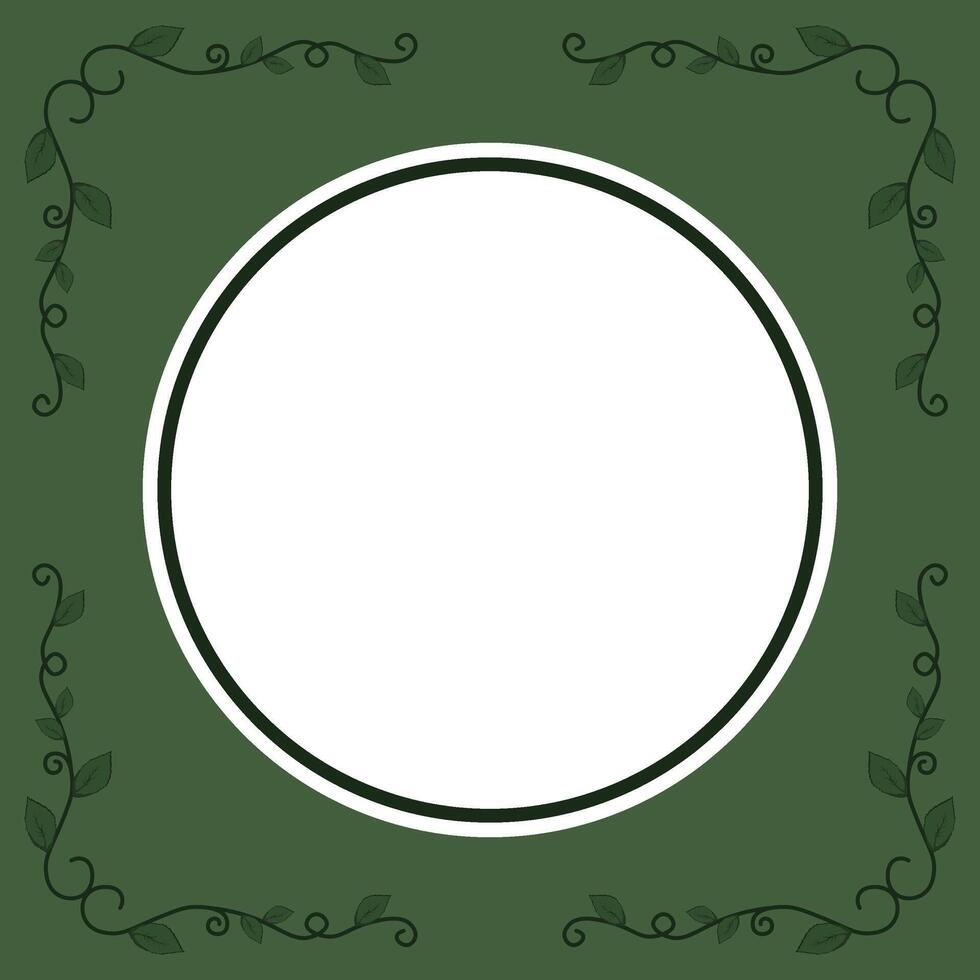 round frame with swirl elements on a green background. cover template vector