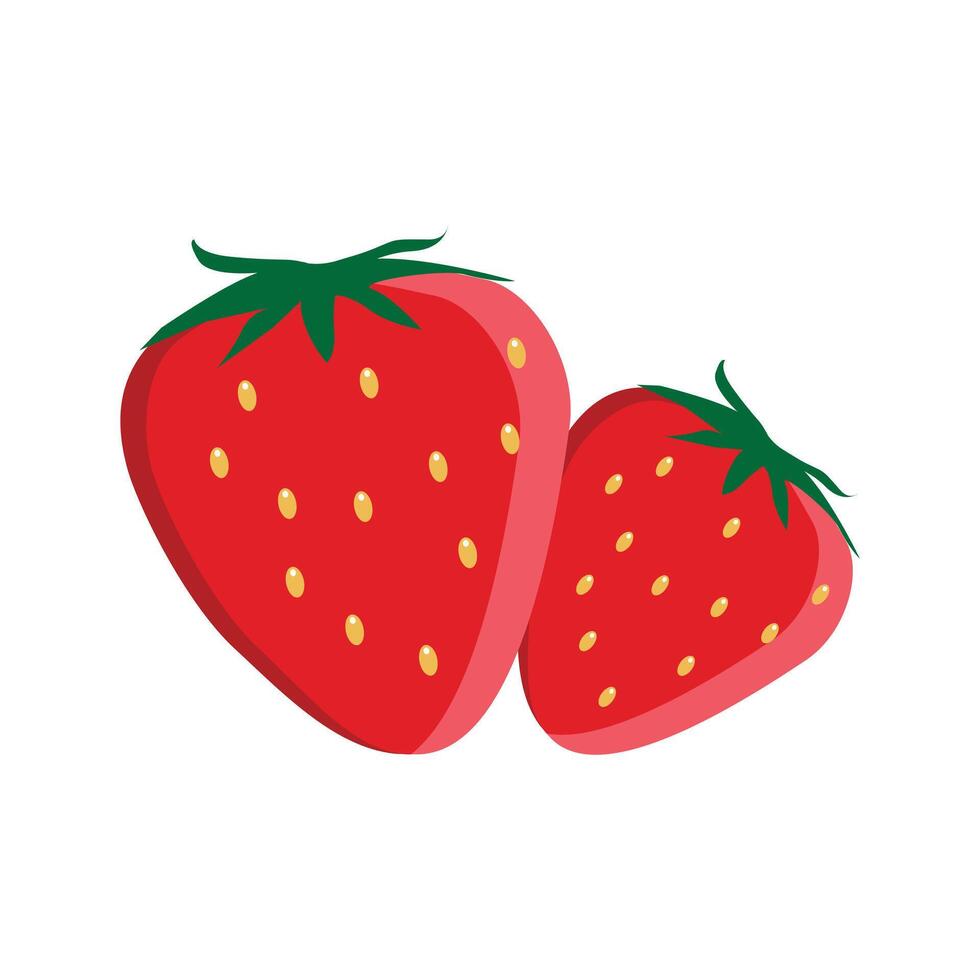 Strawberry fresh fruits with flat design illustration vector