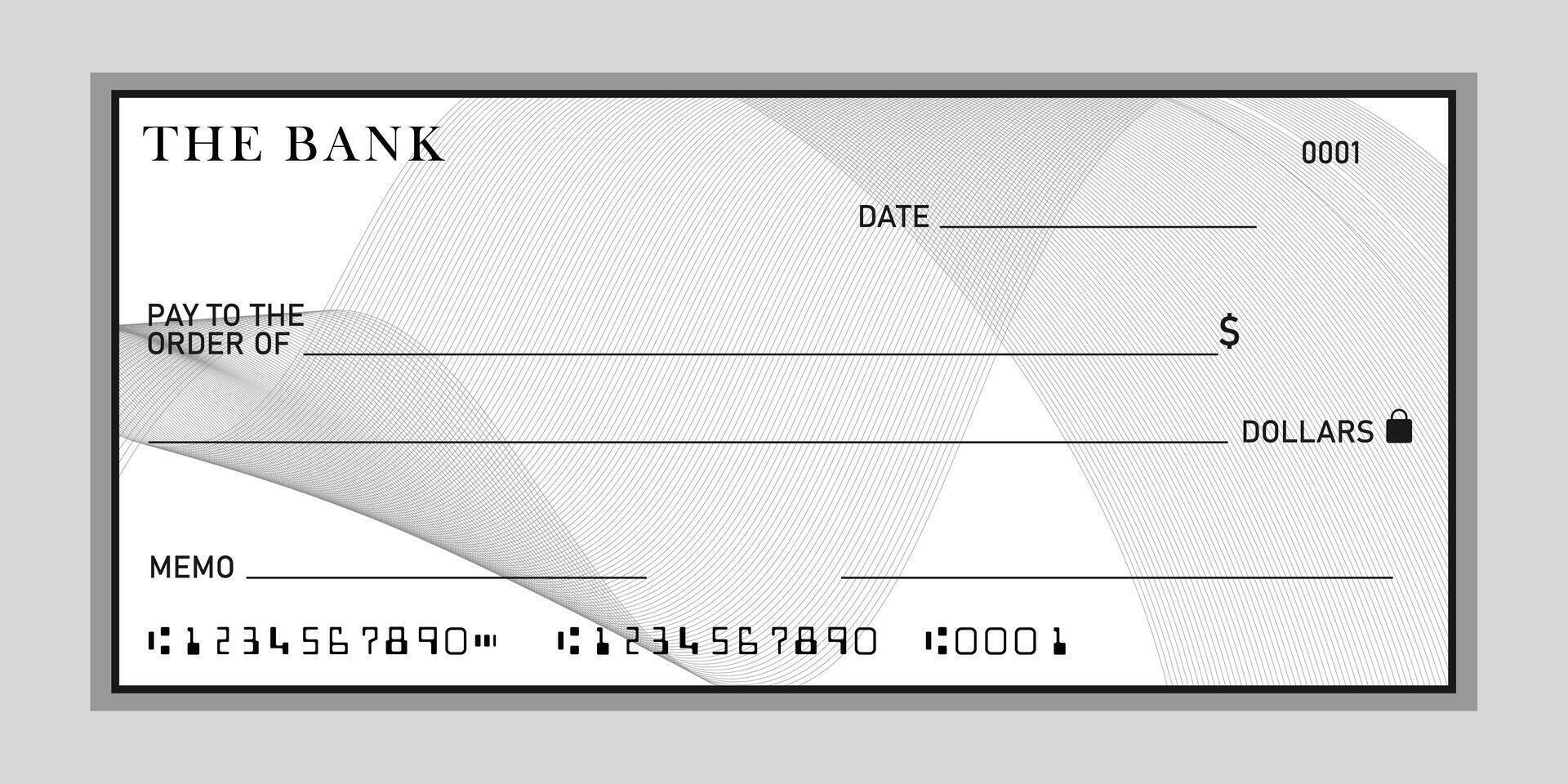 blank bank cheque, check voucher template vector