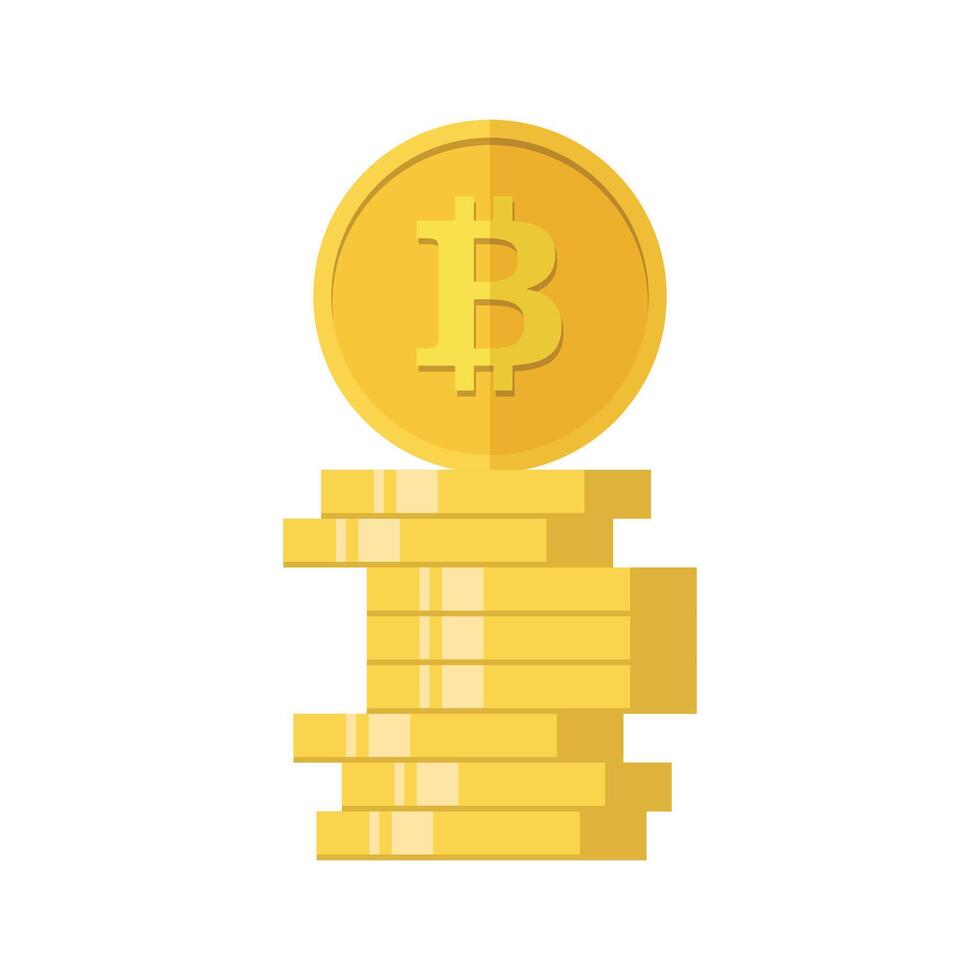 Bitcoin stack cryptocurrency coin. Electronics finance money symbol. illustration vector