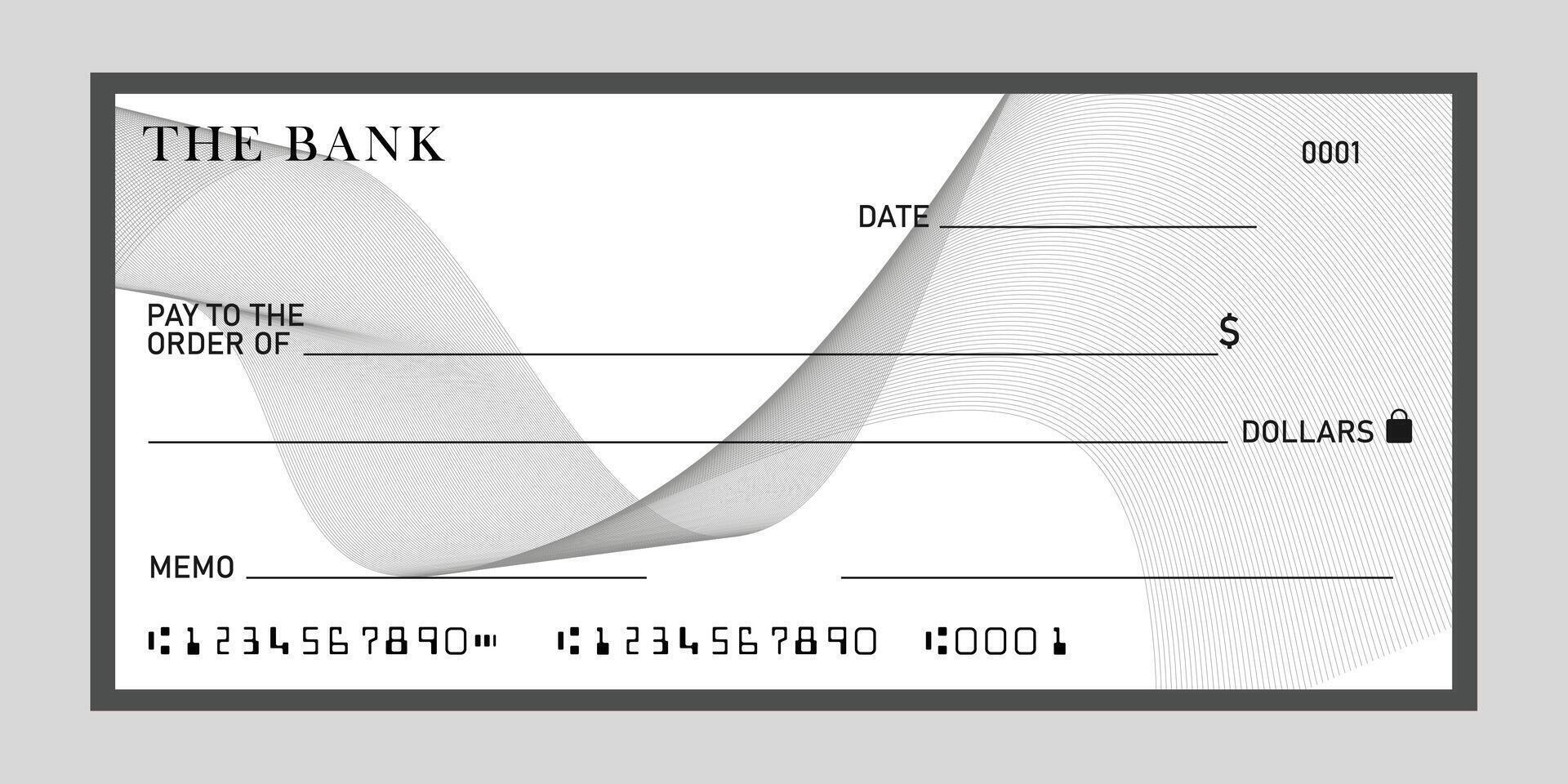 Blank bank check template vector