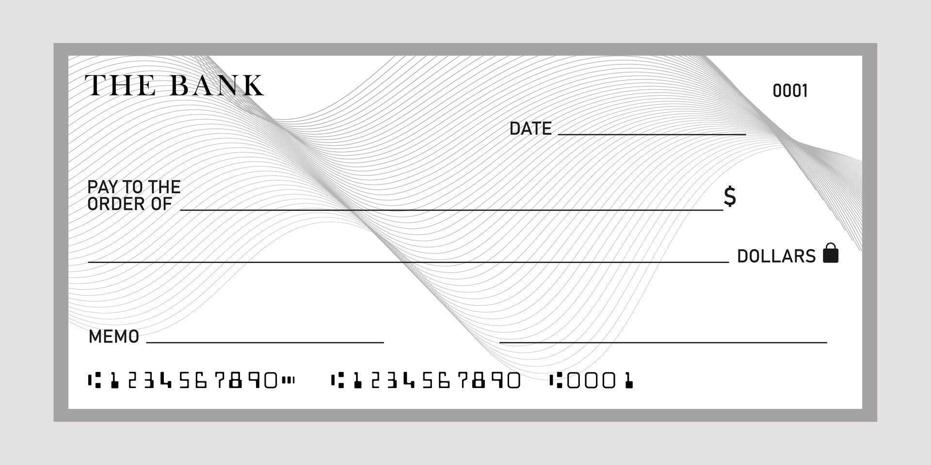 Blank template check payment bill vector