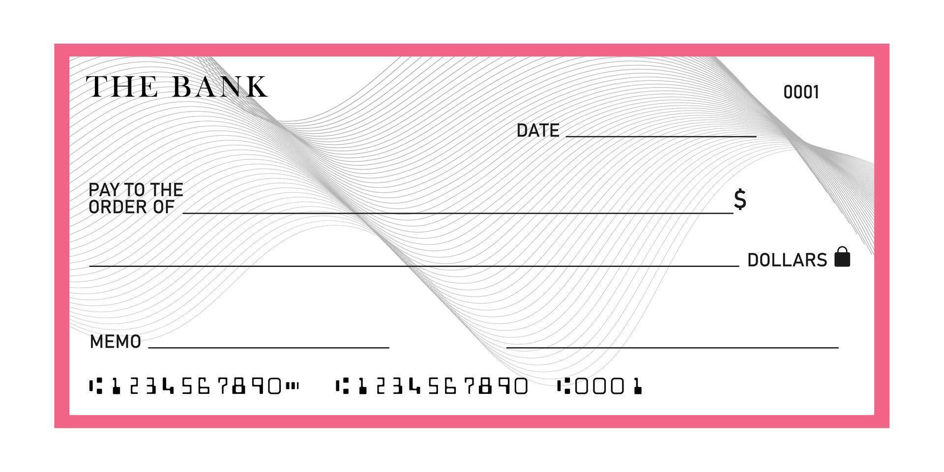 blank bank cheque, check voucher template vector