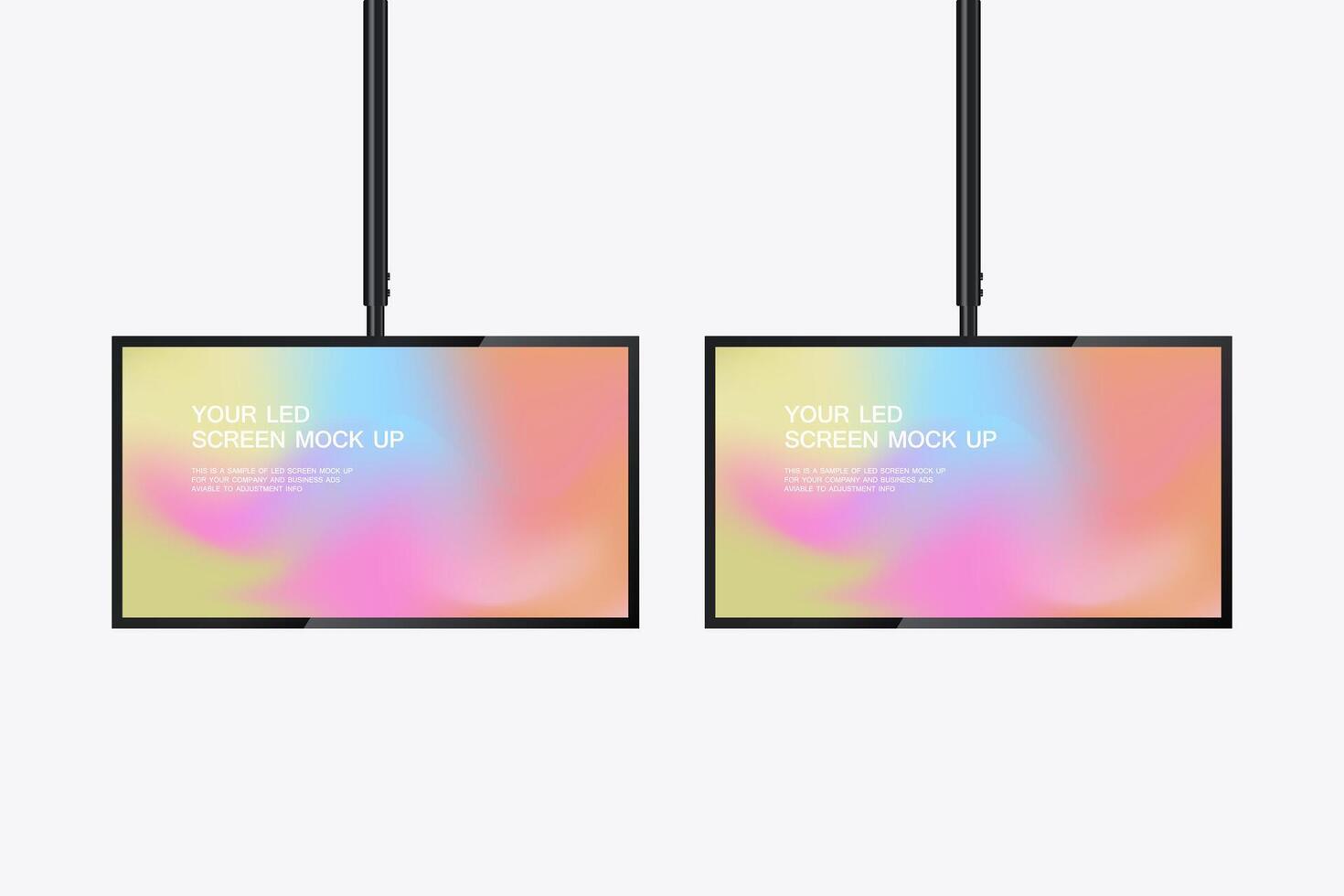 Two hanging LED Screens Mockup in Realistic screen light box. An Illuminated lightbox with empty space for design vector