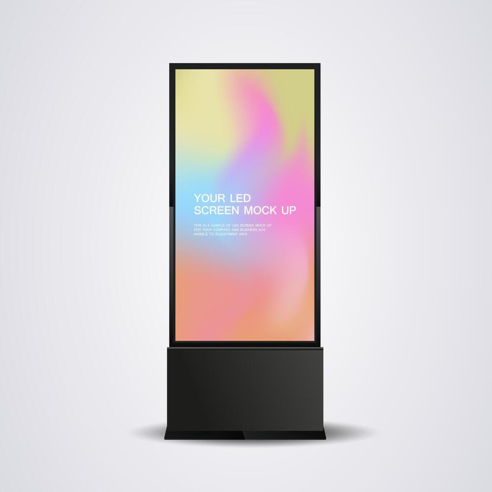 A realistic LED mock-up screen prominently displaying a gradient background vector