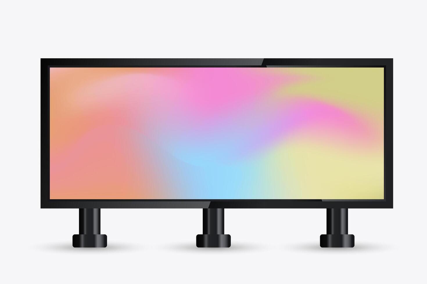 The LED screen is flanked by black support brackets on either side, suggesting a sturdy and stable installation. These brackets are detailed with gold bolts vector
