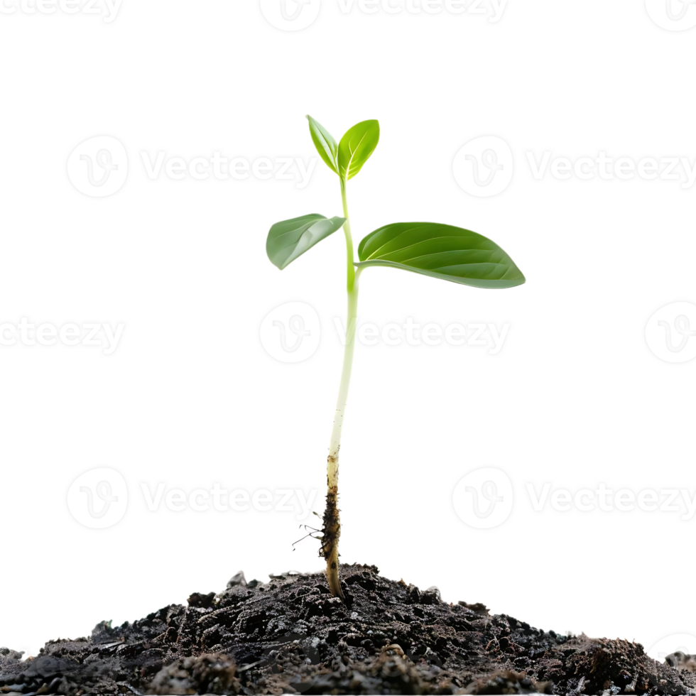 Single Green Sprout Emerging From Dark Soil - Realistic Image png