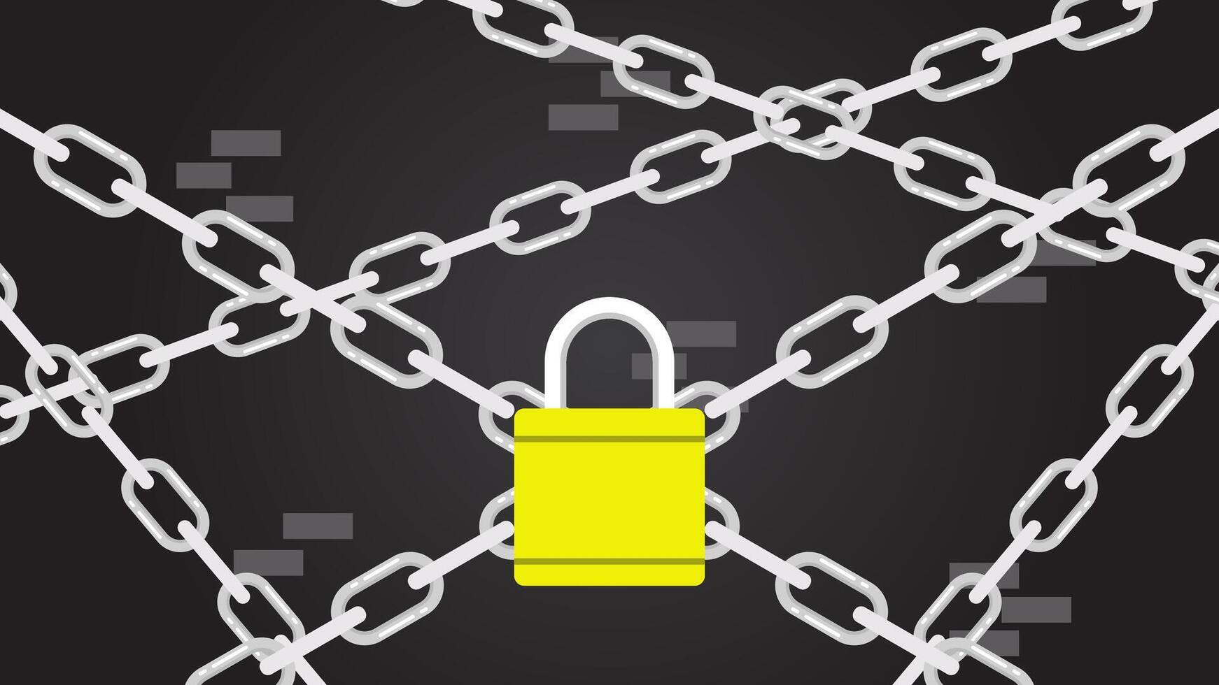 Chain and padlock illustration with a wall background. vector