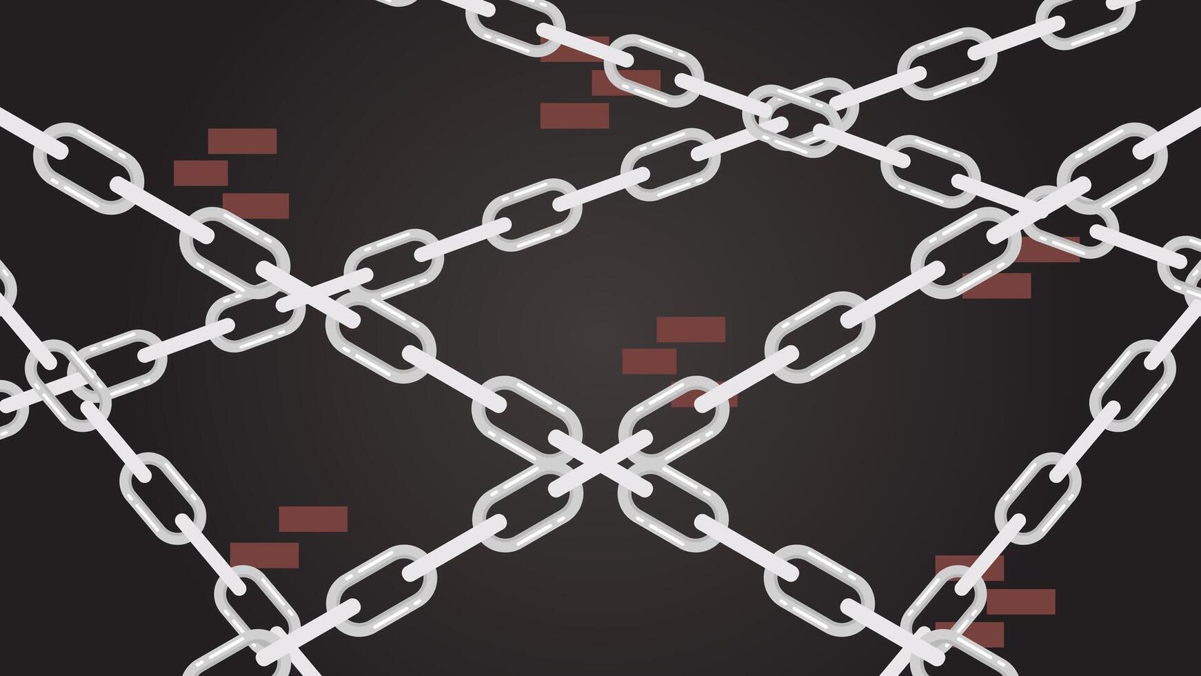 Chain illustration with a wall background. vector