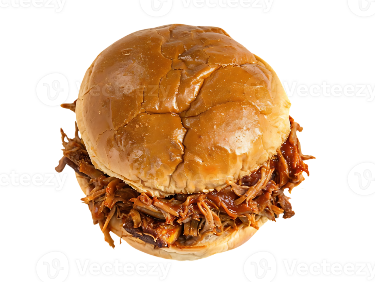 Pulled Pork Sandwich - Close-up of a Delicious, Savory Pulled Pork Sandwich on a Soft Bun png