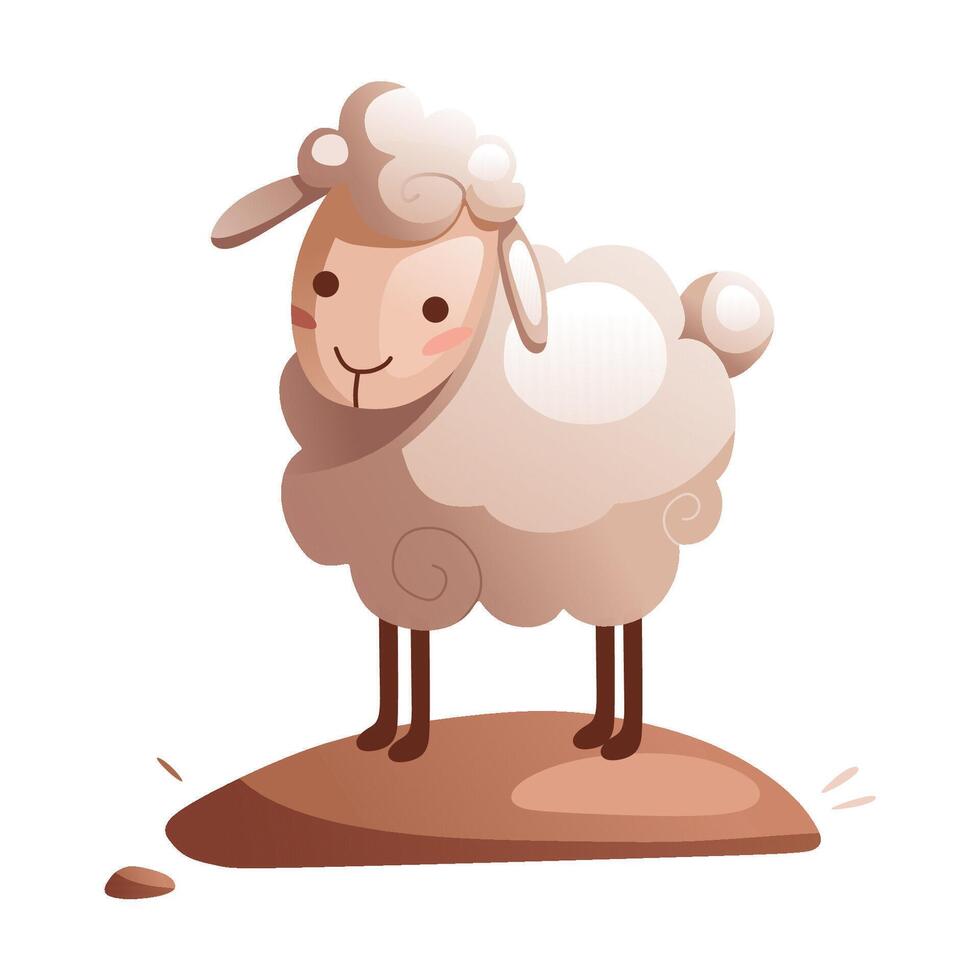Cartoon cute toy white sheep. vector