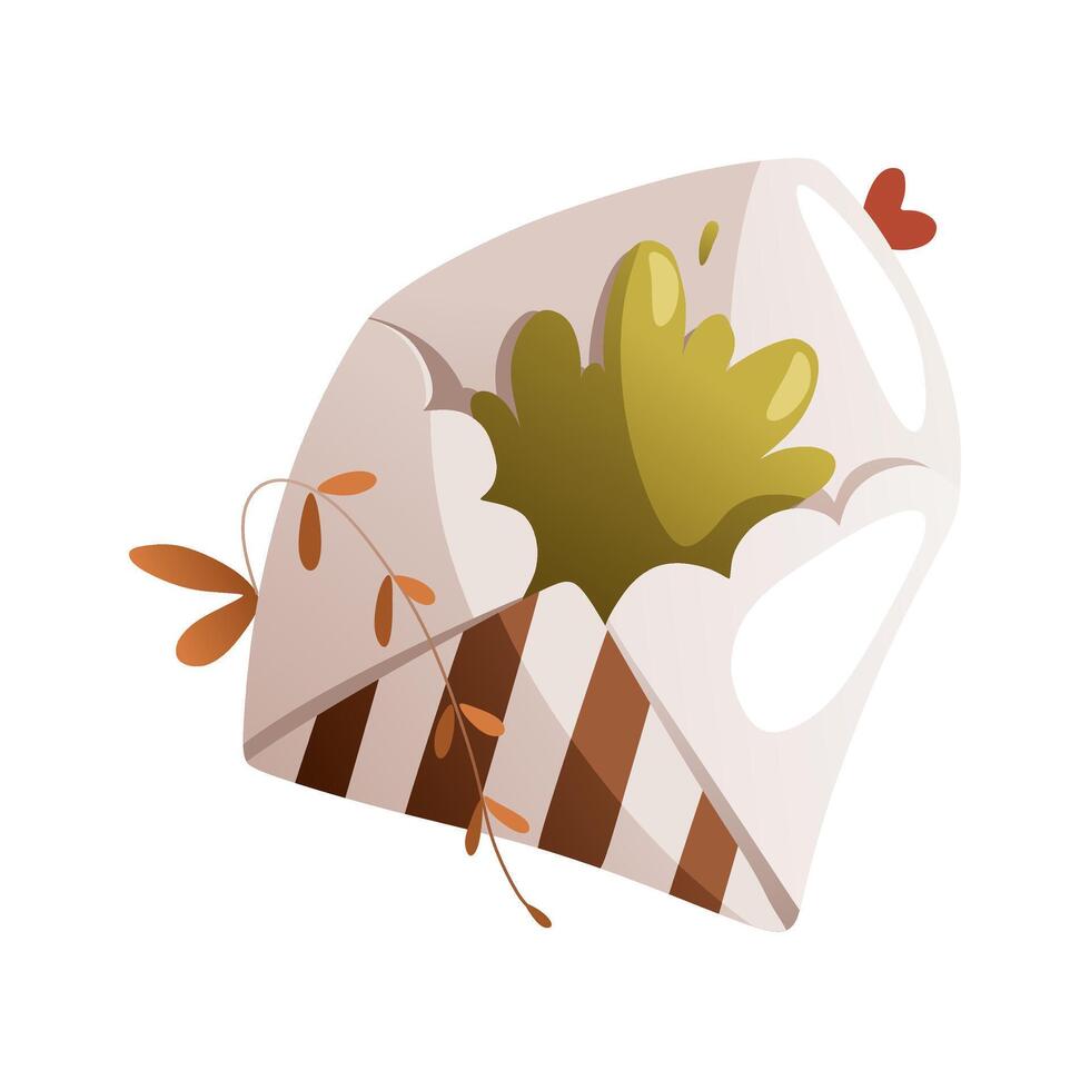 Illustration of a letter with a green leaf. vector