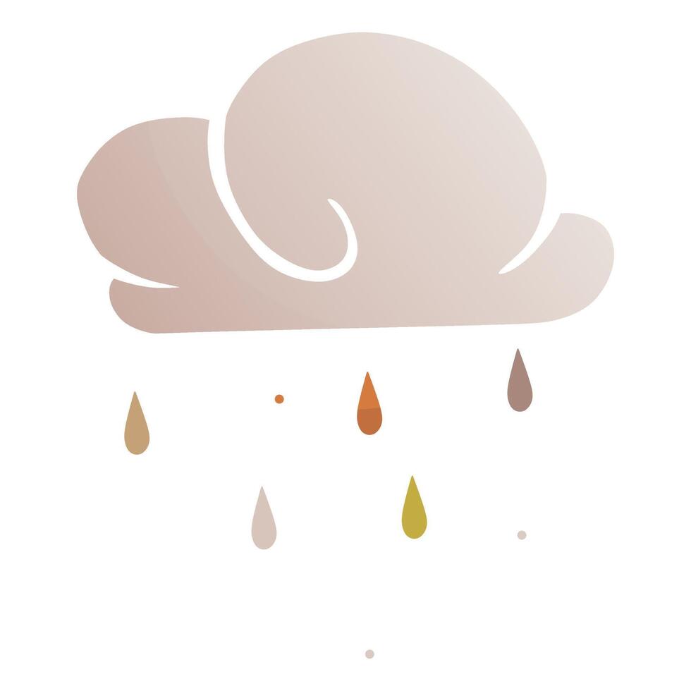 A cloud with multicolored rain in autumn colors. vector