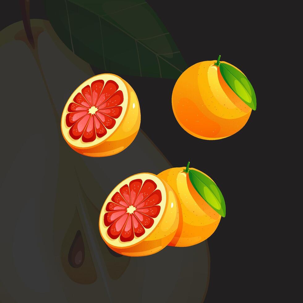 Orange Juicy Bright Fresh Ripe Grapefruit vector