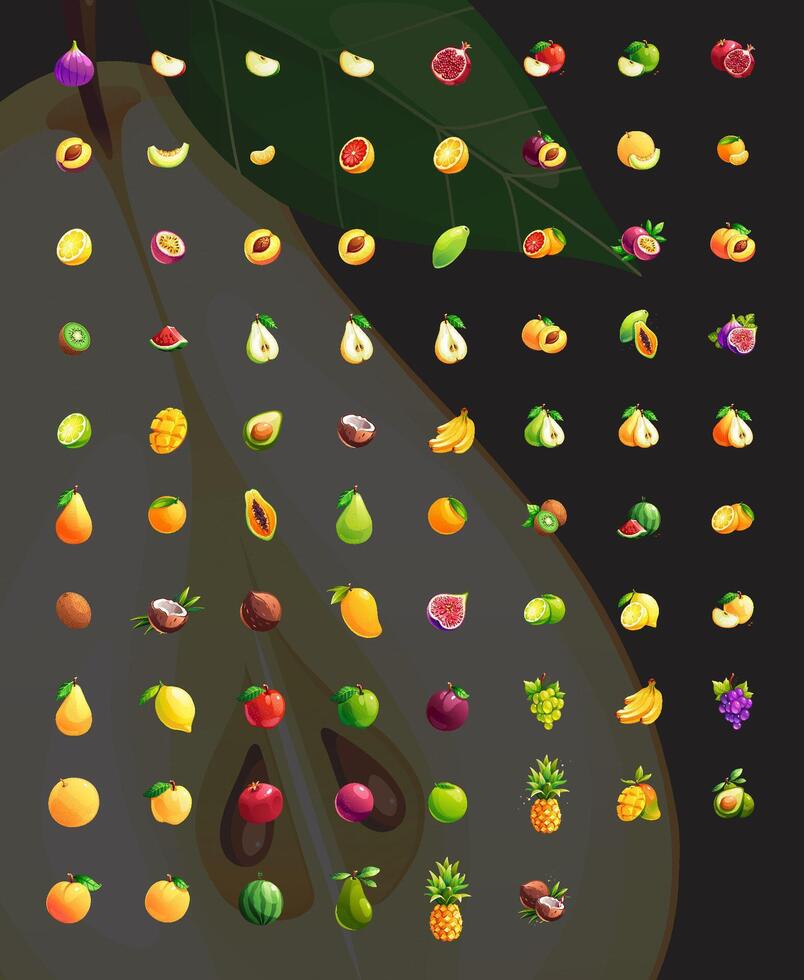 Multicolored Juicy Bright Fresh Fruits vector