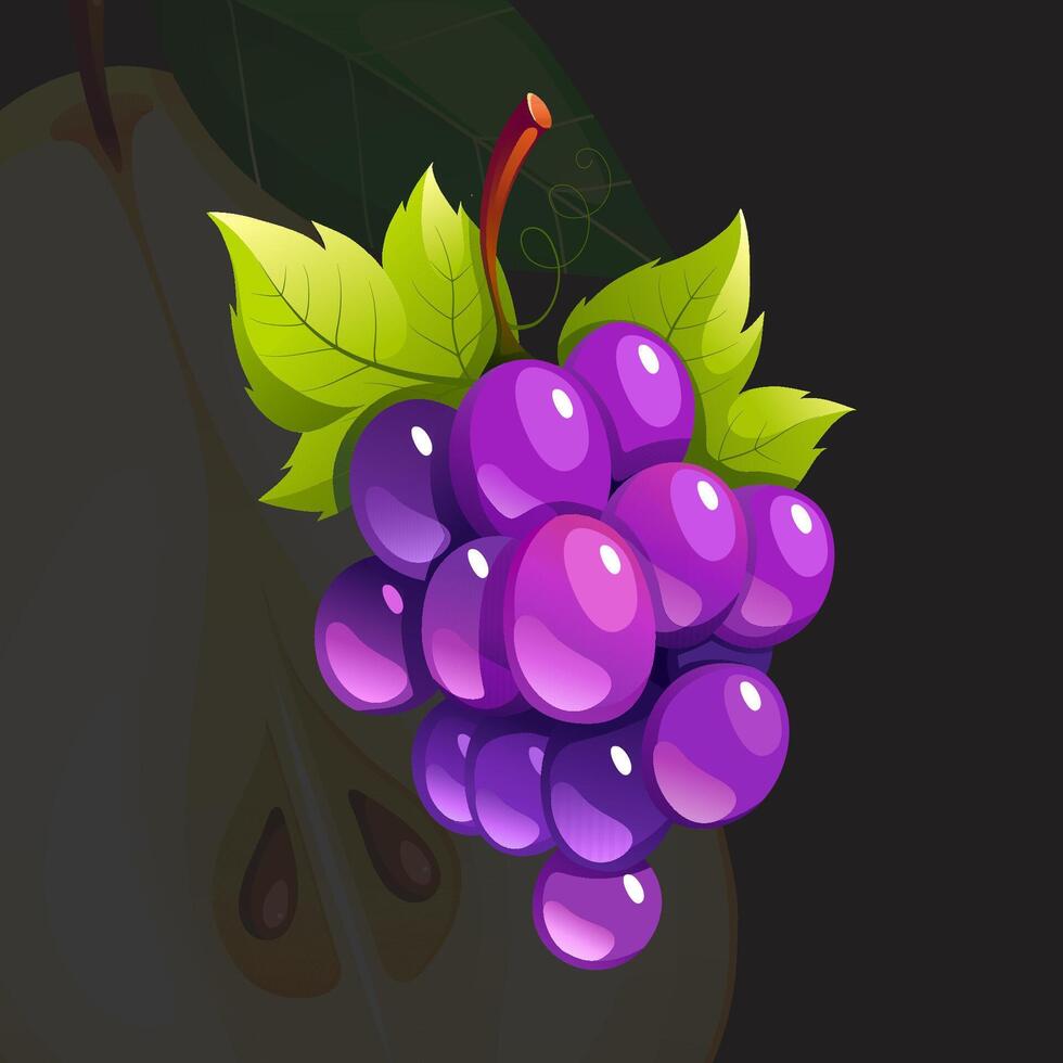 Purple Juicy Bright Fresh Ripe Grape vector