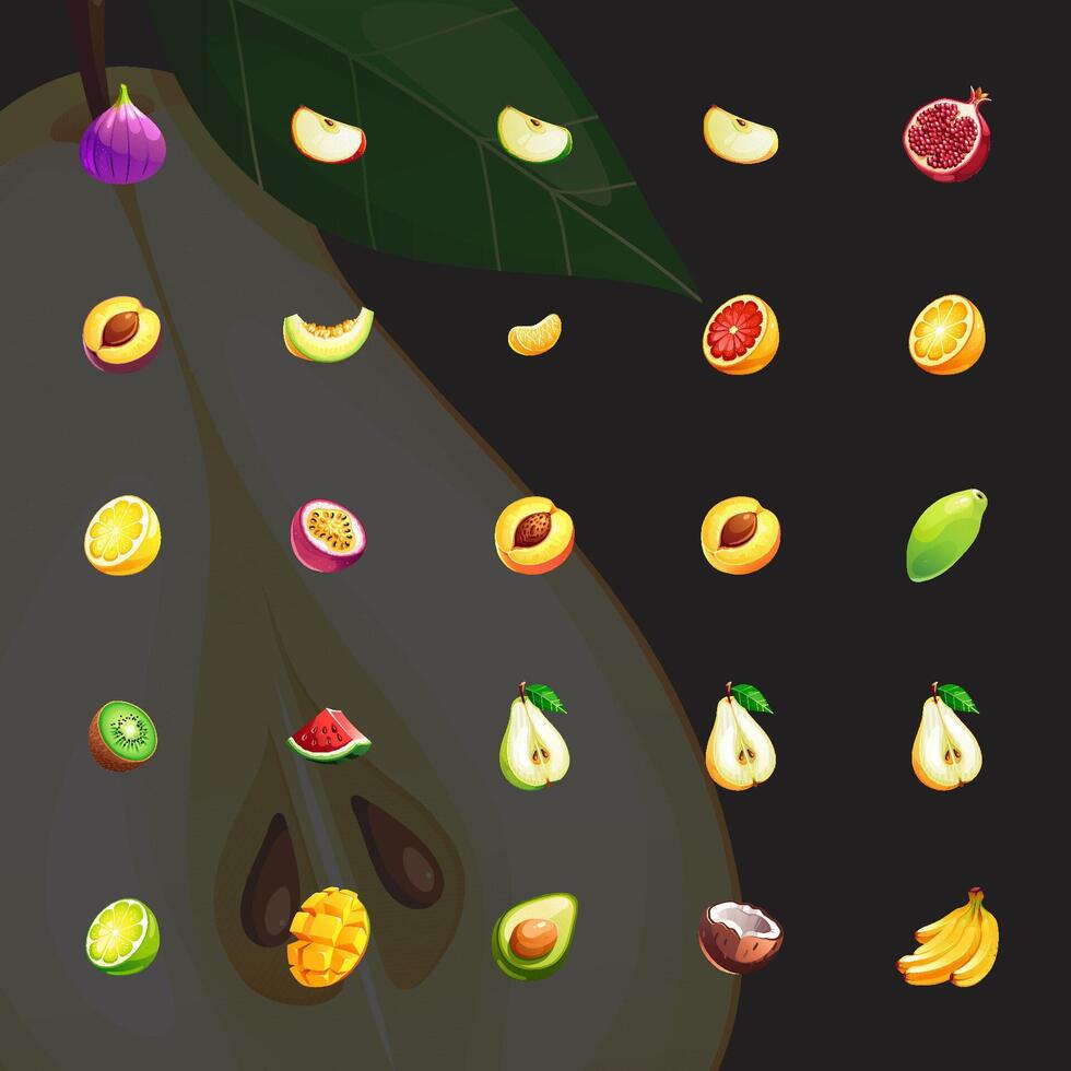 Multicolored Juicy Bright Fresh Fruits vector
