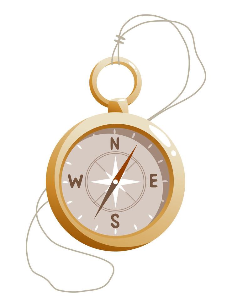 Illustration of a hiking compass on a string vector