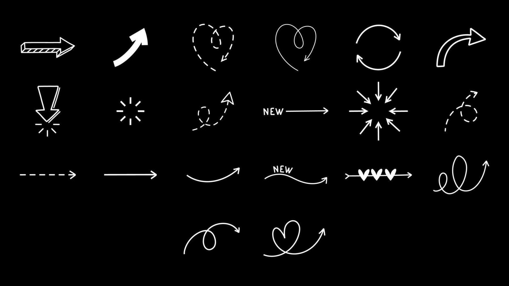 Simple hand drawn arrows doodle shapes set. Elements for decoration and design. vector