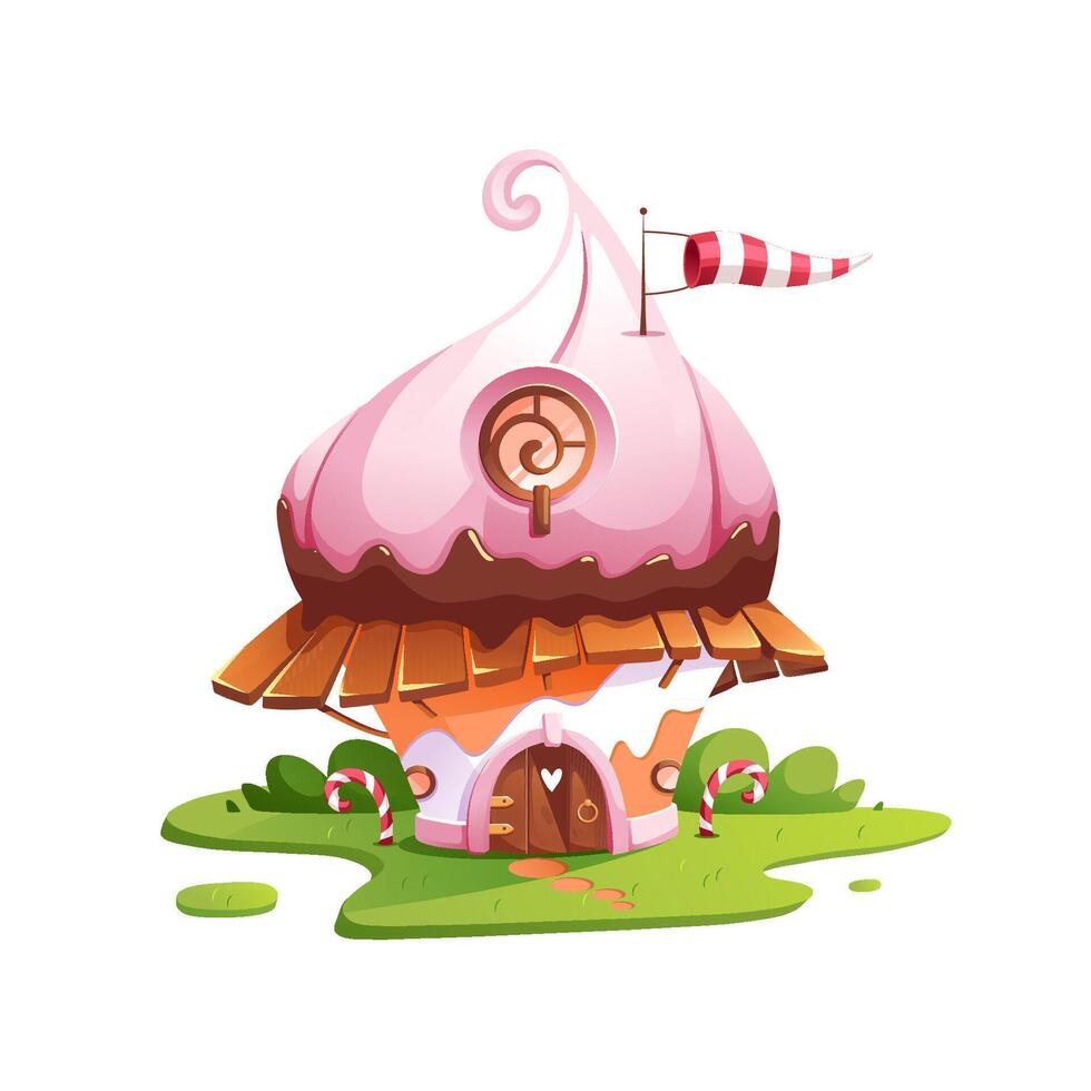 Pink House In The Form Of A Cupcake vector