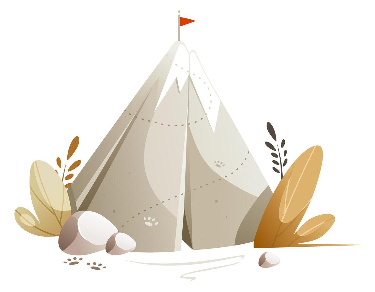 Illustration of mountain peak with a snowy peak vector